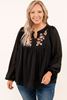Picture of PLUS SIZE EMBROIDERED SWISS DOT TEXTURE BLOUSE